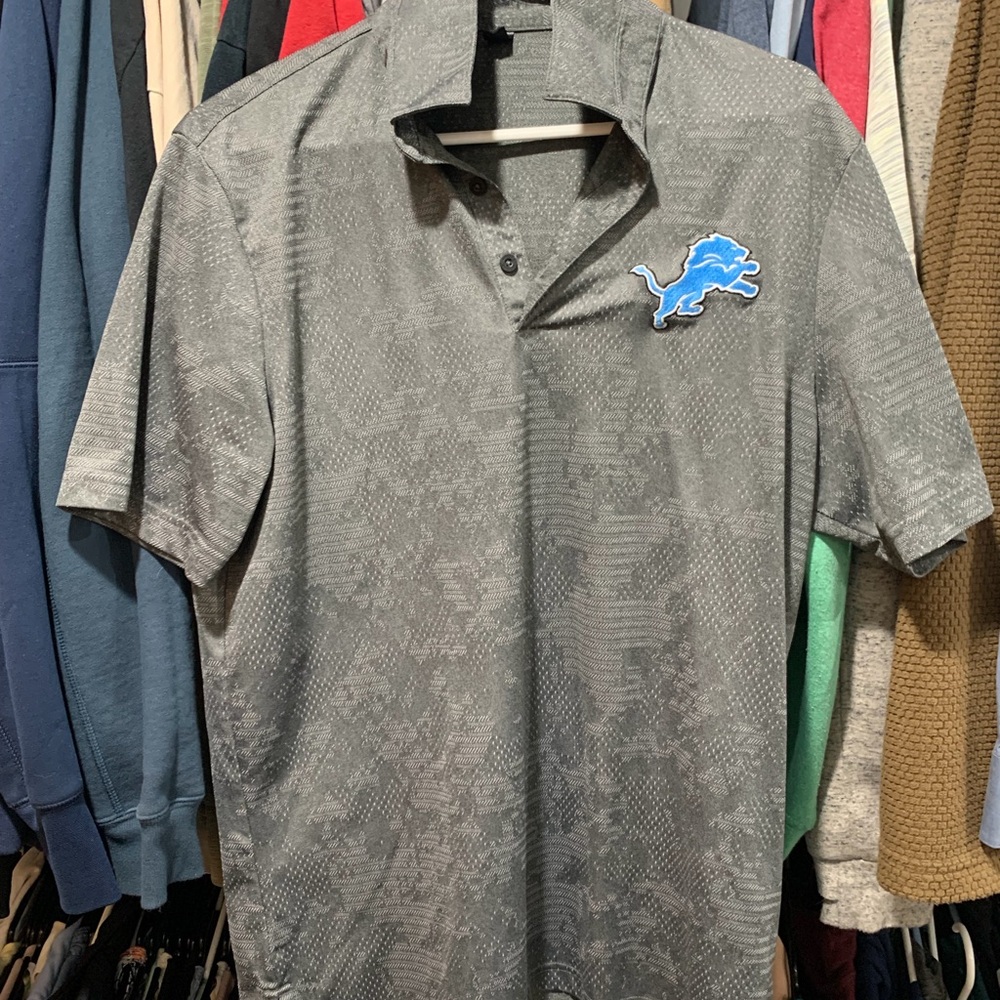Mens Adidas Detroit Lions Grey Polo